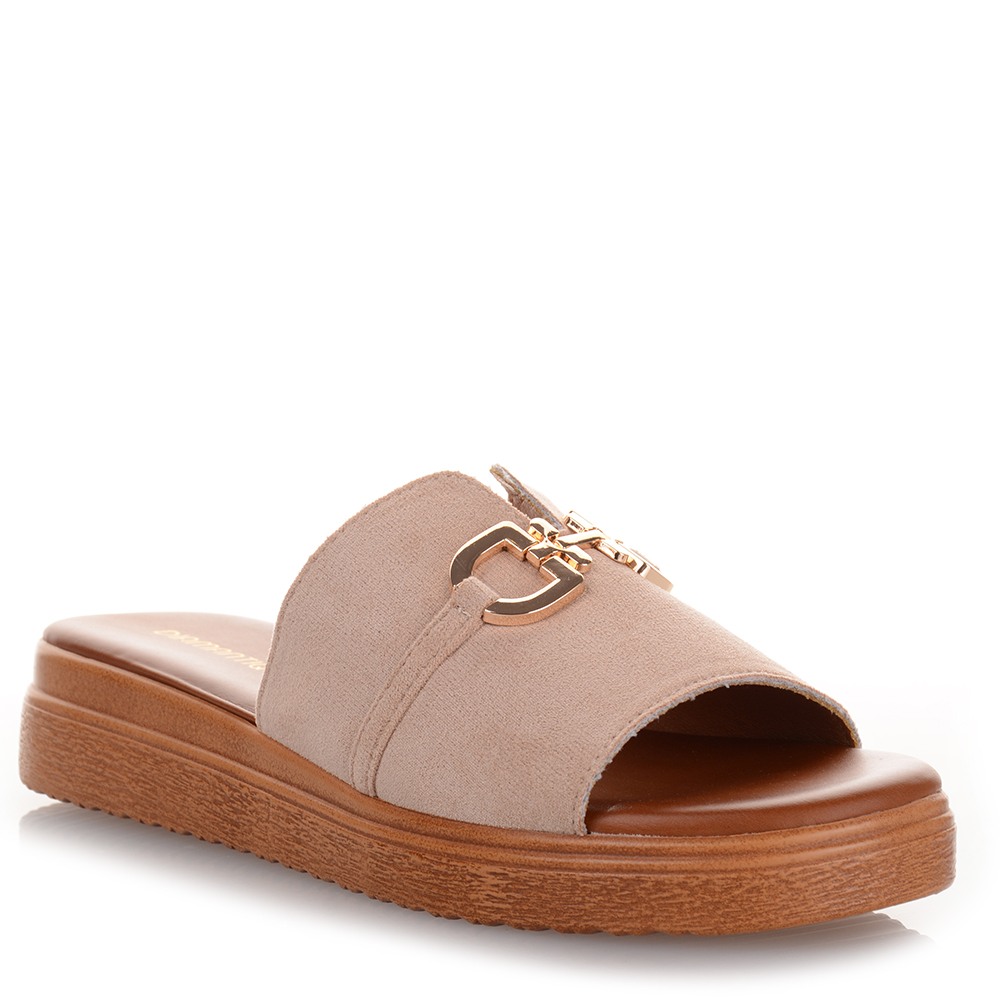 Flatforms suede σε μπεζ χρώμα Famous