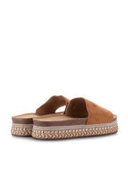 Flatforms σουέντ σε camel χρώμα Famous