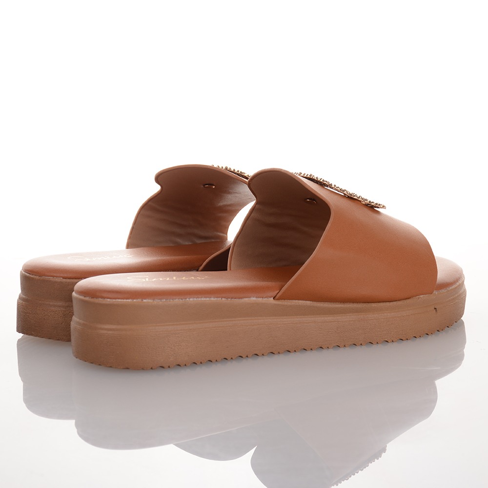 Κάμελ Flatforms με Χρυσή Αγκράφα Famous