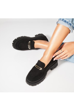 Μαύρα Σουέντ Chunky Loafers Famous