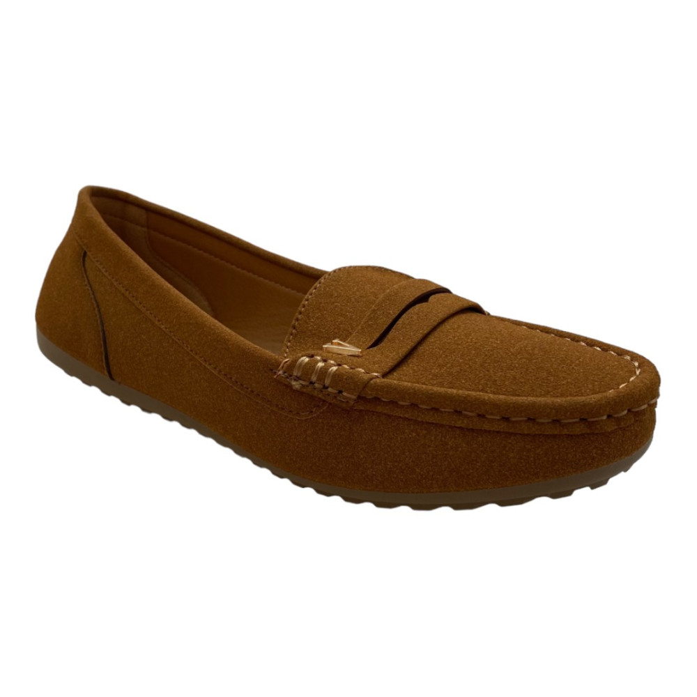 Γυναικεία loafers σε καμηλό χρώμα Famous