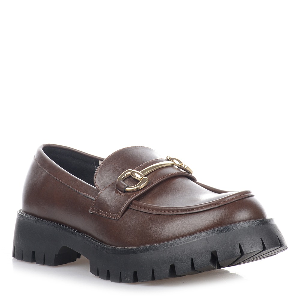 Γυναικεία καφέ Chunky loafers Famous